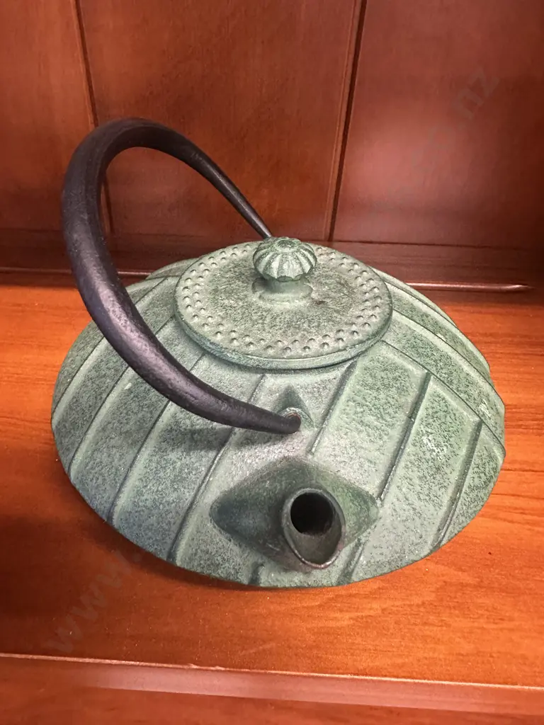 Cast Iron Green Teapot. 8 x 17cm Image 1++