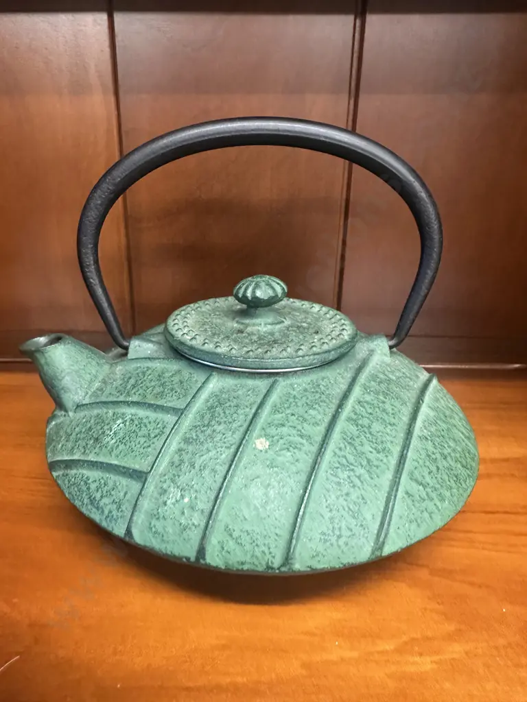 Cast Iron Green Teapot. 8 x 17cm Image 1++