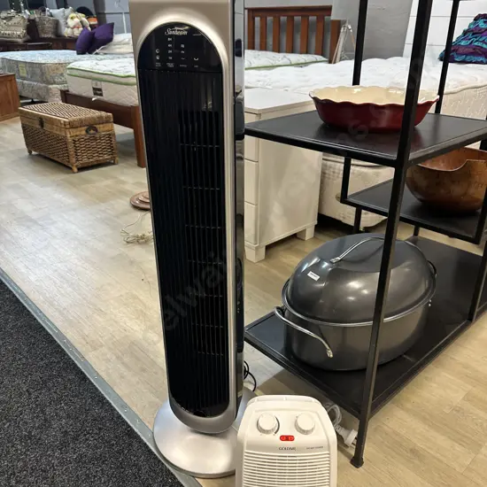 Sunbeam Loft Oscillating Fan with Handle FA7450. H99cm & Goldair Fan Heater FHO120