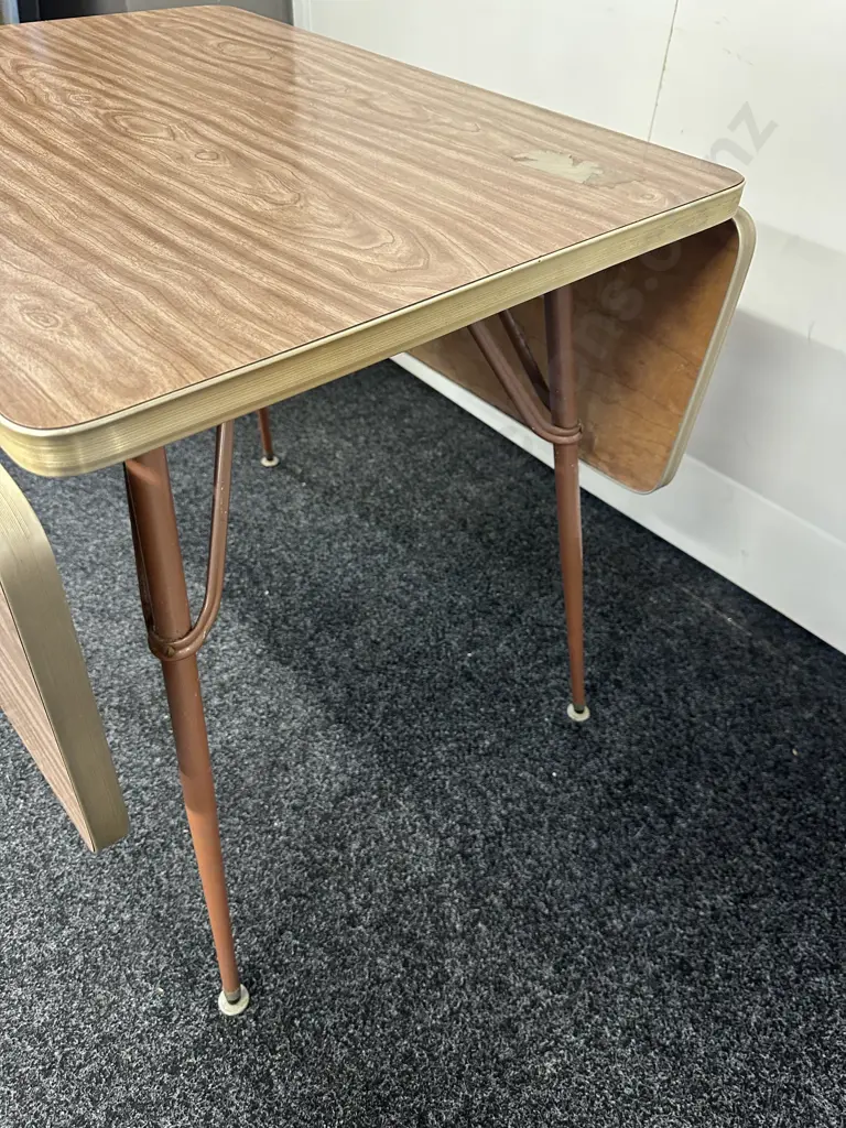 Retro Formica Top Drop Side Dining Table. H73 W65 - 118 D79cm Image 1++