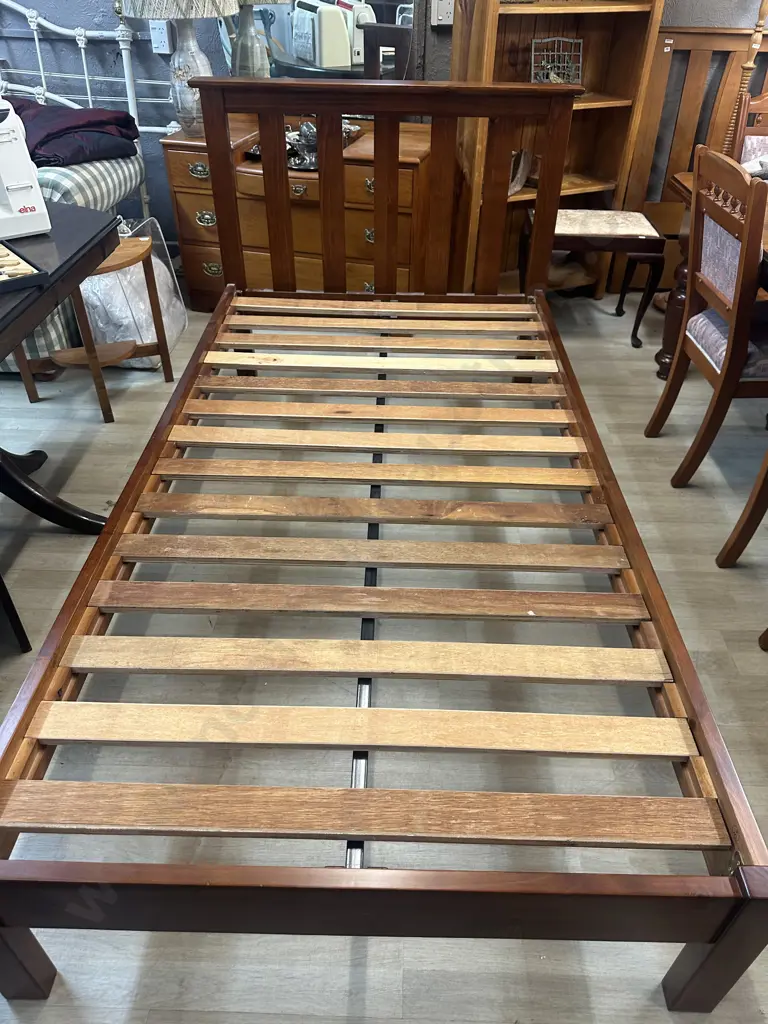 Wooden Slat King Single Bed With Sealy Body Support Luxury Mattress Image 1++