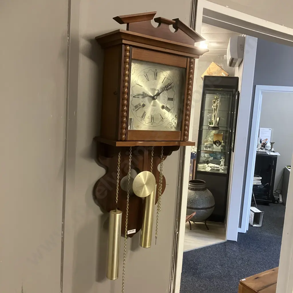 Tetron 31 Day Wall Clock - With Key & Pendulum. H68cm Image 1++