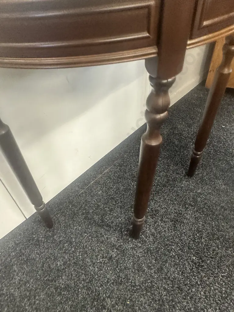 Mahogany Single Drawer 1/2 Round Hall Table. H72 W76 D38cm Image 1++