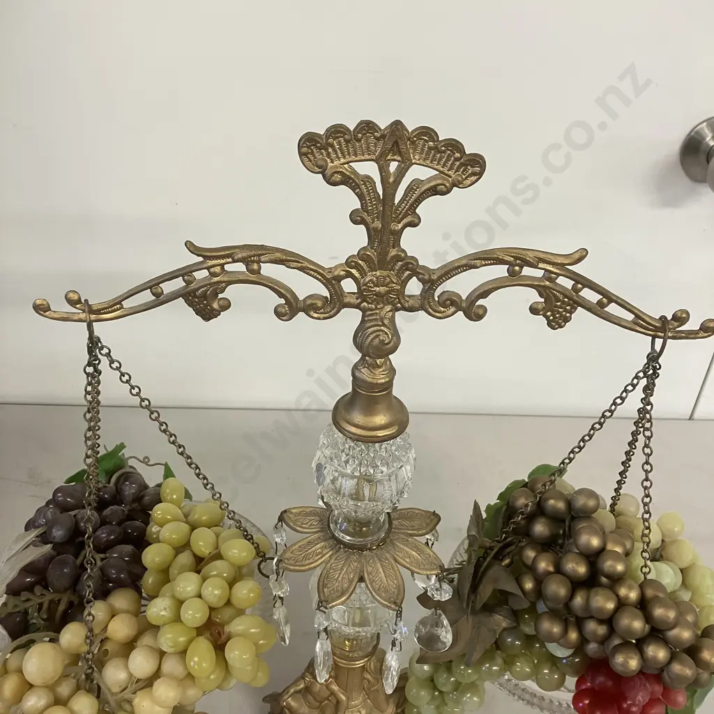 Cut Glass Liberty Scales With Artificial Grapes. 47 x 42cm Image 1++