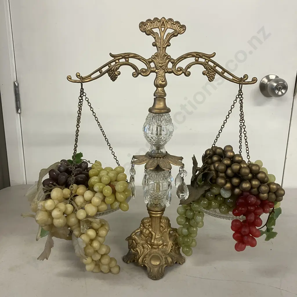 Cut Glass Liberty Scales With Artificial Grapes. 47 x 42cm Image 1++