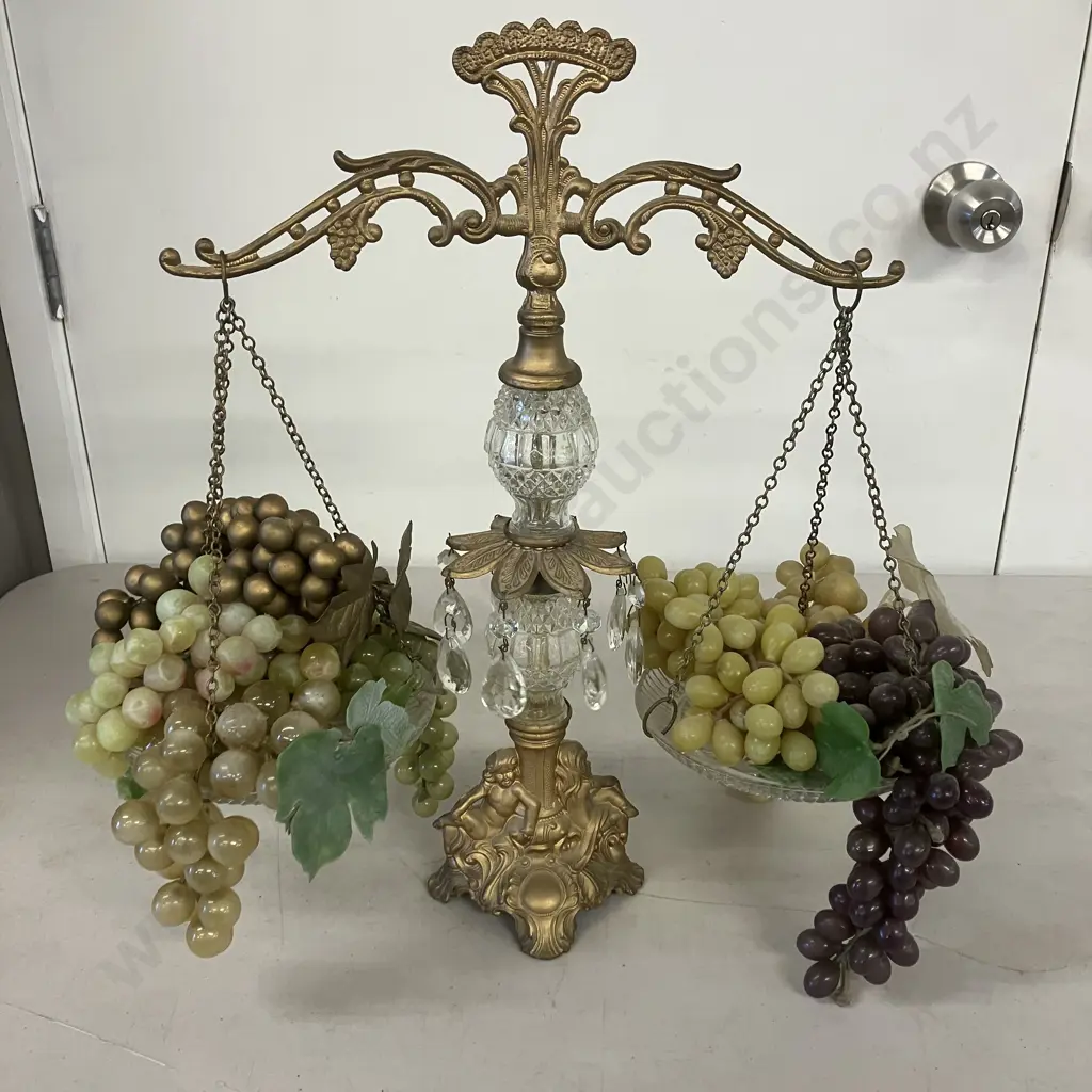 Cut Glass Liberty Scales With Artificial Grapes. 47 x 42cm Image 1++