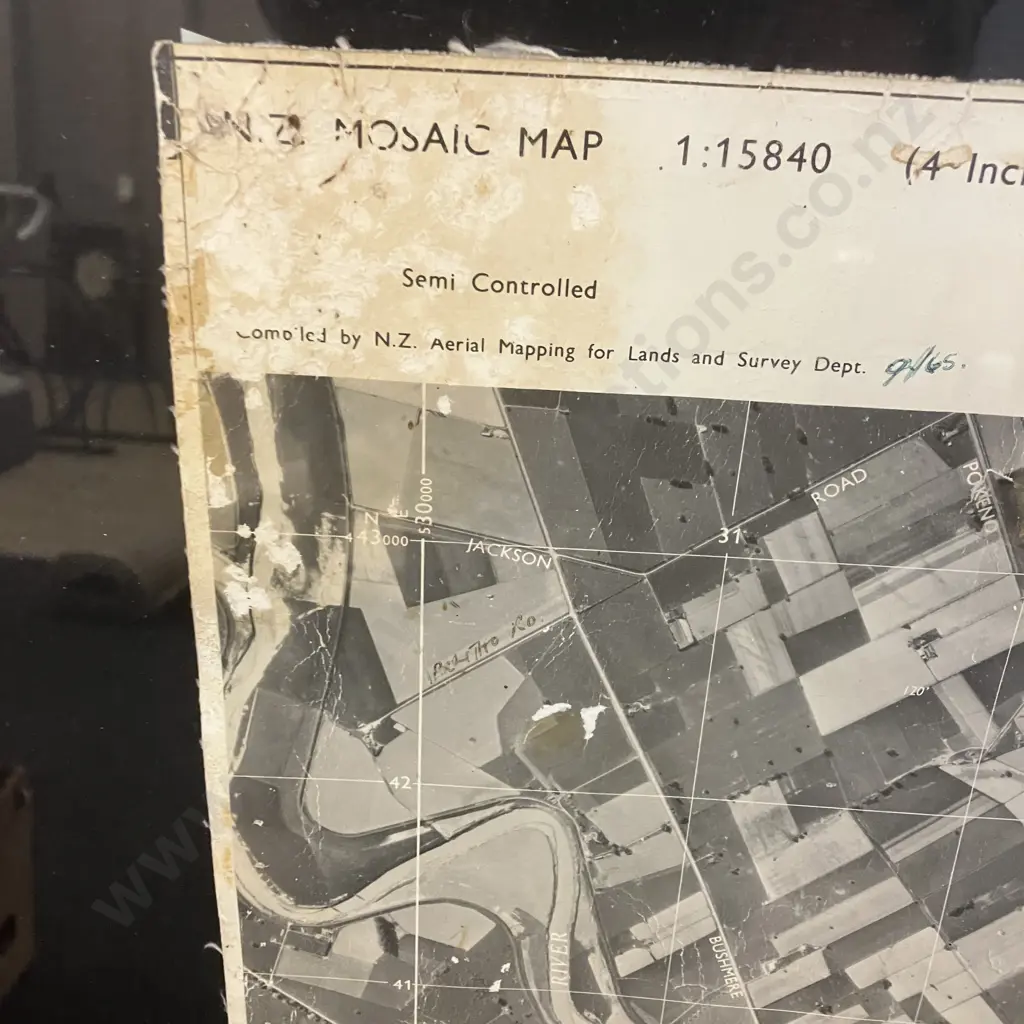 Vintage Gisborne N.Z. Aerial Photograph September 1965, Framed 101 x 123cm Image 1++