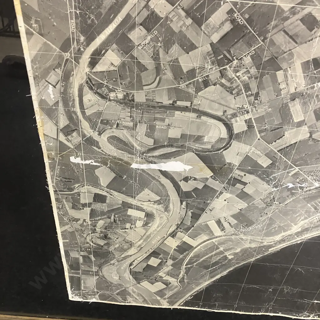 Vintage Gisborne N.Z. Aerial Photograph September 1965, Framed 101 x 123cm Image 1++