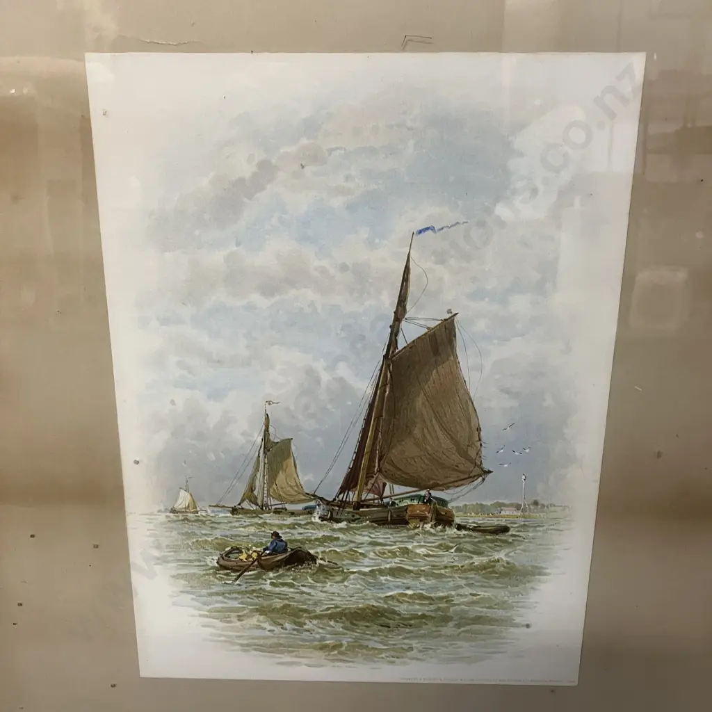 Pair of Antique Seascape Framed Prints Dated 1886. 65 x 55cm Image 1++