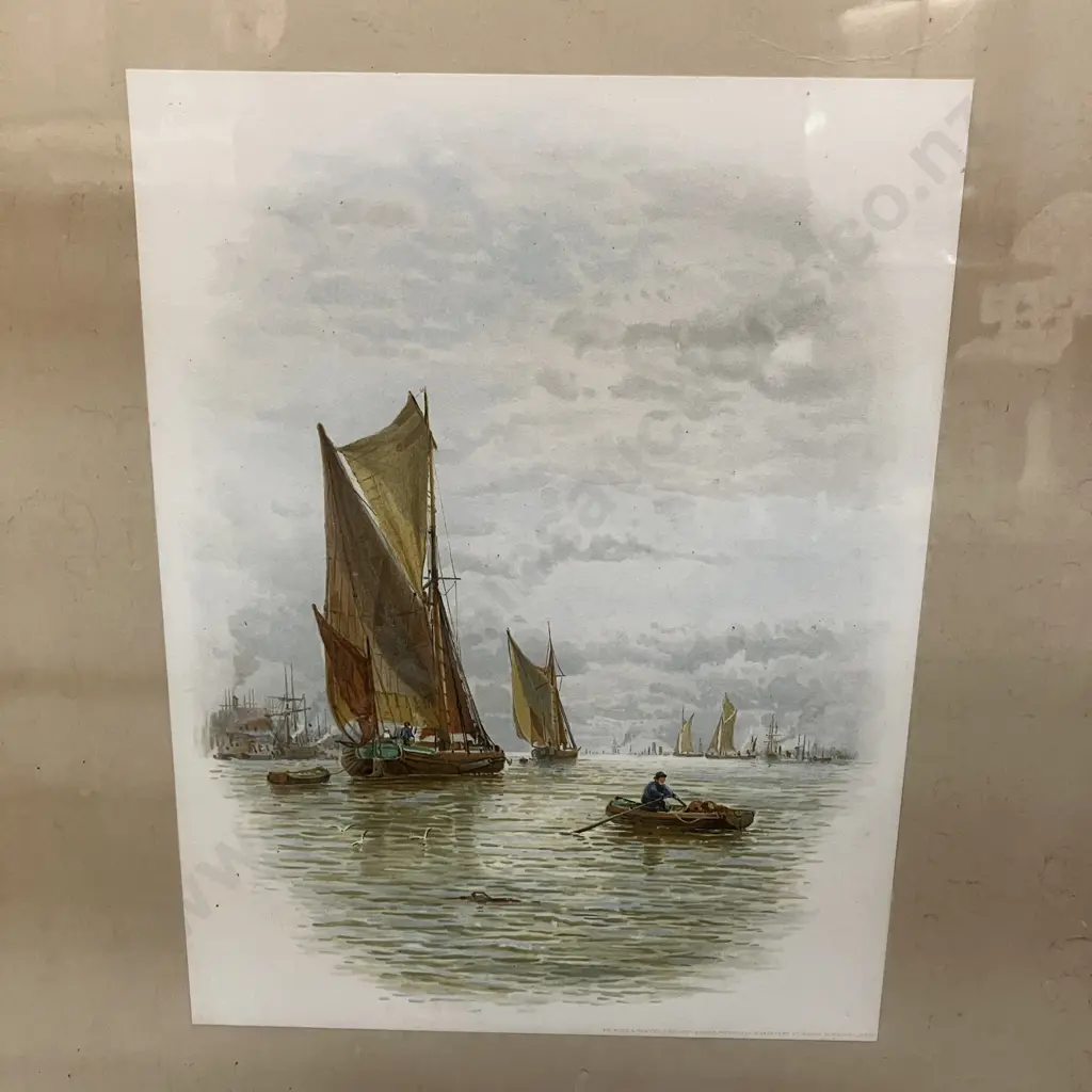 Pair of Antique Seascape Framed Prints Dated 1886. 65 x 55cm Image 1++