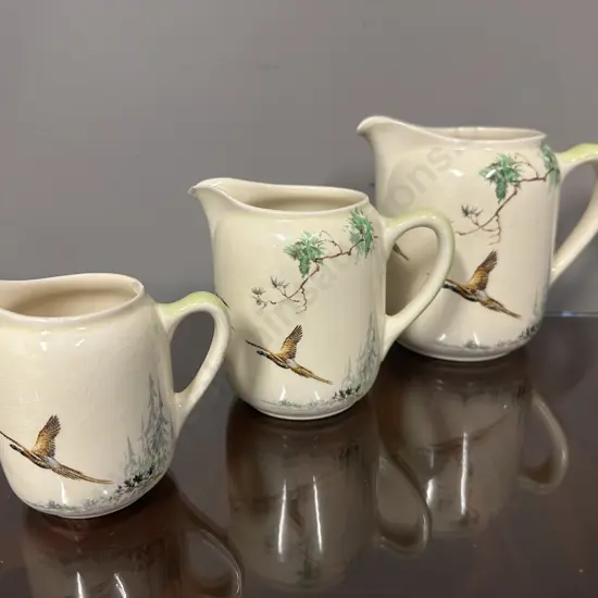 Vintage Royal Doulton 'The Coppice' Jugs x3 Graduated Sizes (as found condition)