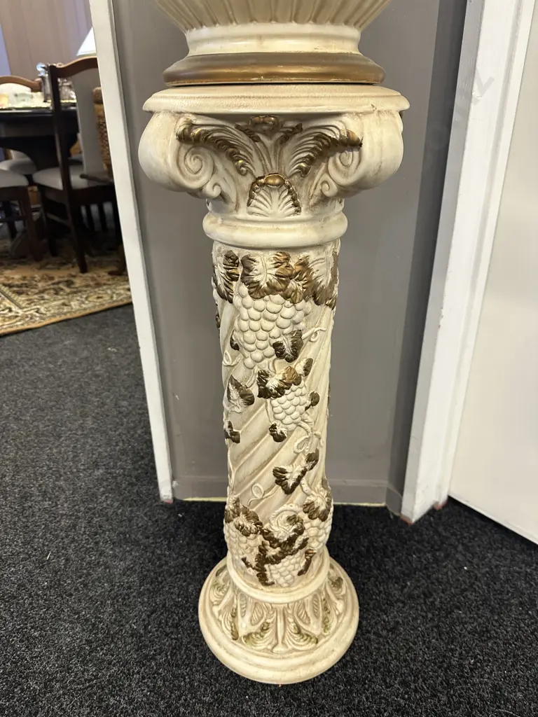 Planter With Ornate Grape & Vine Detail Pedestal. 102 x 27cm Image 1++