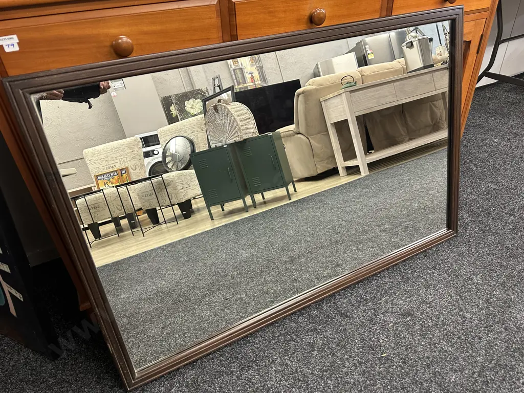 Vintage Danske Mobler Mahogany Framed Rectangular Mirror H79,W122cm. Image 1++