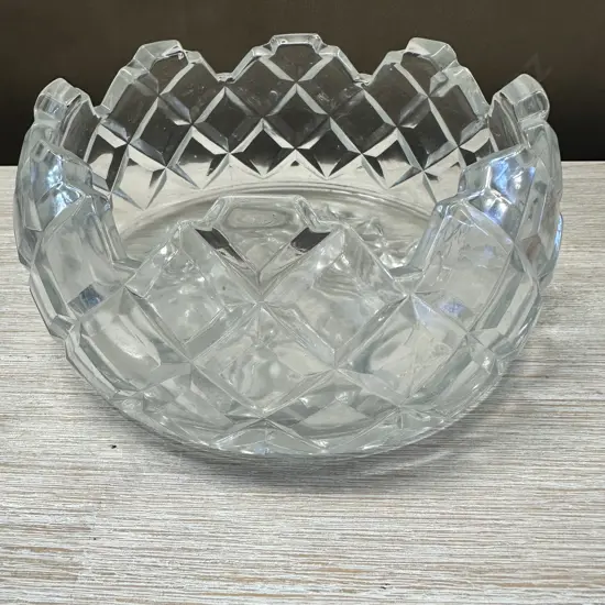 Vintage Crystal Cut Glass Fruit Bowl H8.5,Dia17cm.