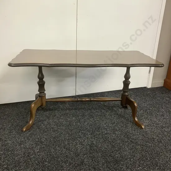 Mahogany Rectangular Occasional Table, Bevelled Edge, Stretcher Base. H48 W91 D46cm