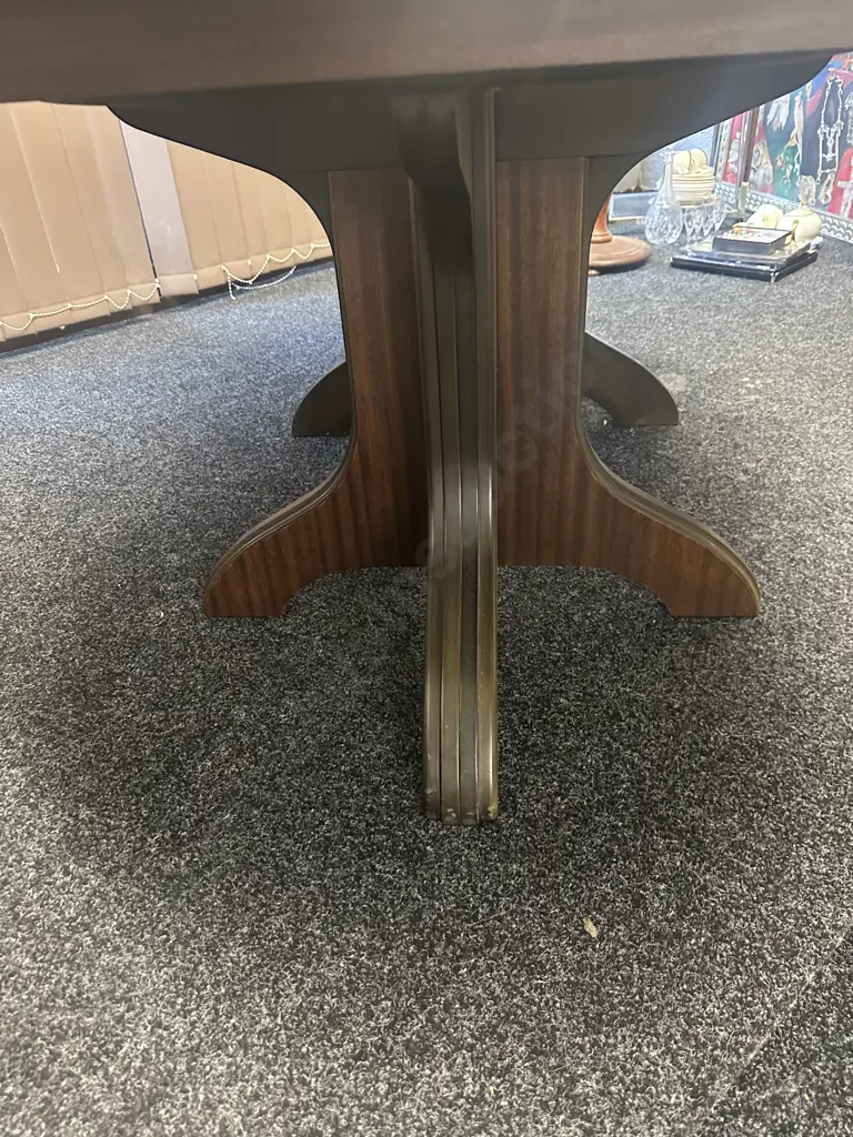 Round Extension Dining Table (75 x 120cm With 55cm Extension) With 6 Wooden Dining Chairs With Pale Grey Fabric Image 1++