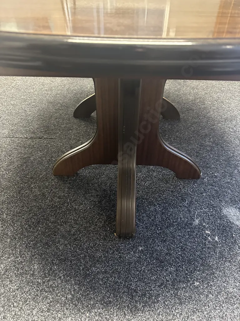 Round Extension Dining Table (75 x 120cm With 55cm Extension) With 6 Wooden Dining Chairs With Pale Grey Fabric Image 1++