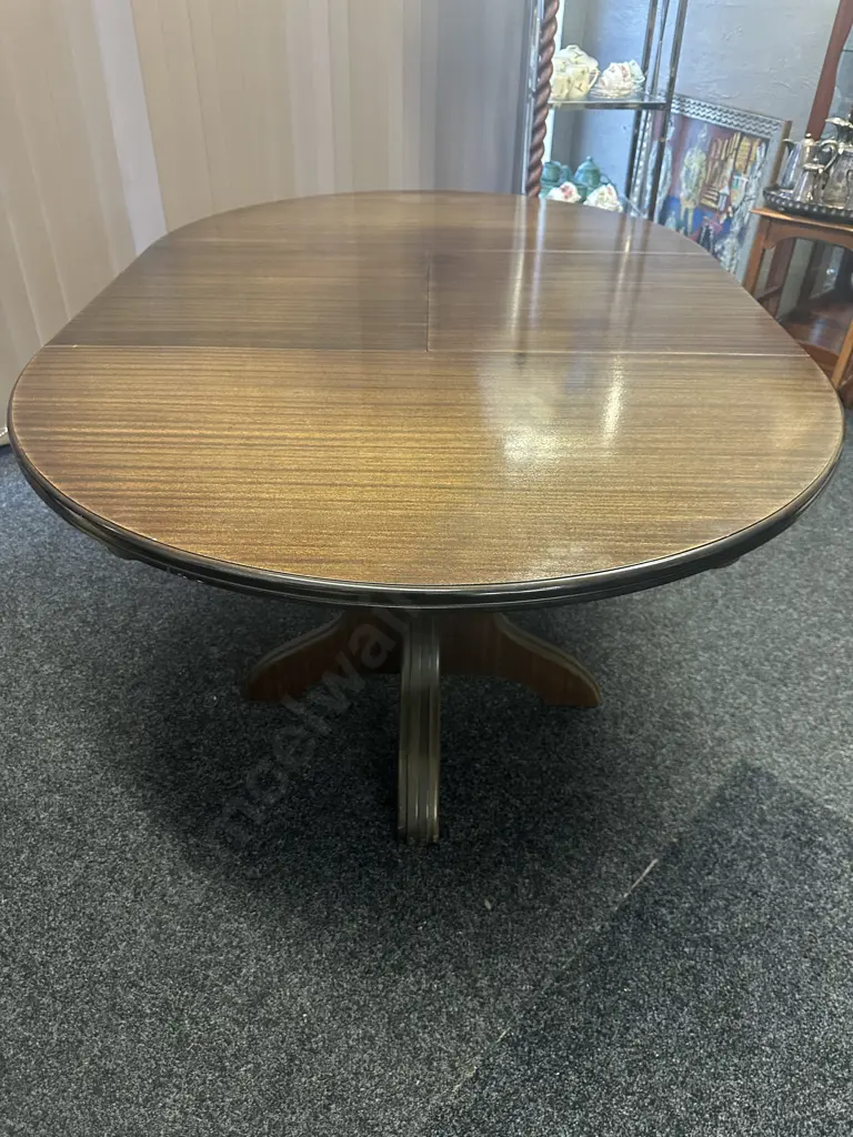 Round Extension Dining Table (75 x 120cm With 55cm Extension) With 6 Wooden Dining Chairs With Pale Grey Fabric Image 1++