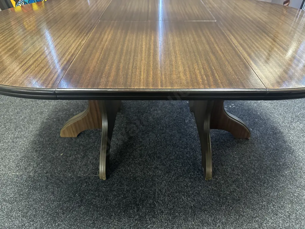 Round Extension Dining Table (75 x 120cm With 55cm Extension) With 6 Wooden Dining Chairs With Pale Grey Fabric Image 1++