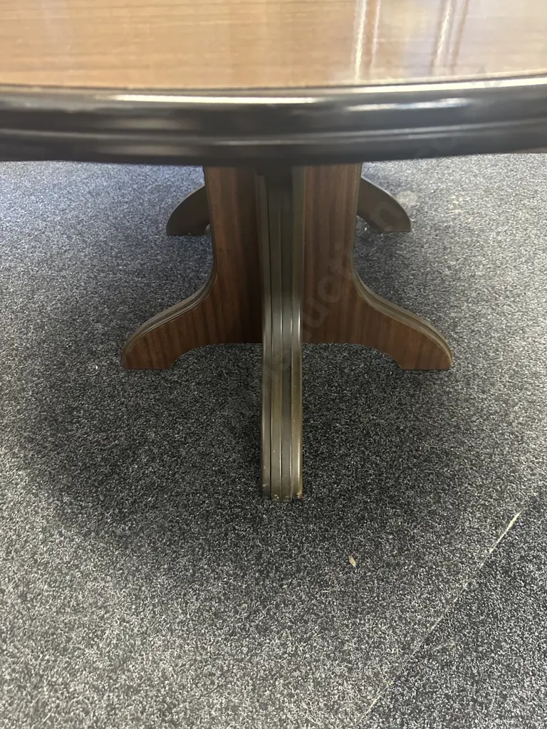 Round Extension Dining Table (75 x 120cm With 55cm Extension) With 6 Wooden Dining Chairs With Pale Grey Fabric Image 1++