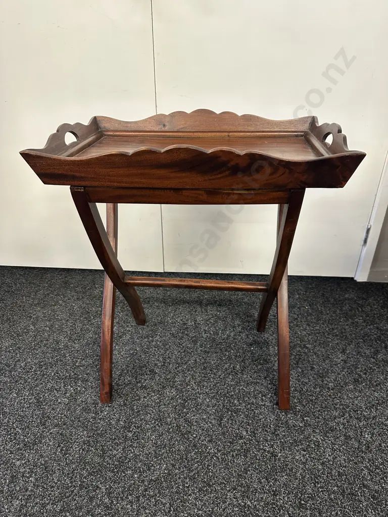 Mahogany Butlers Tray Table With Stand Image 1++
