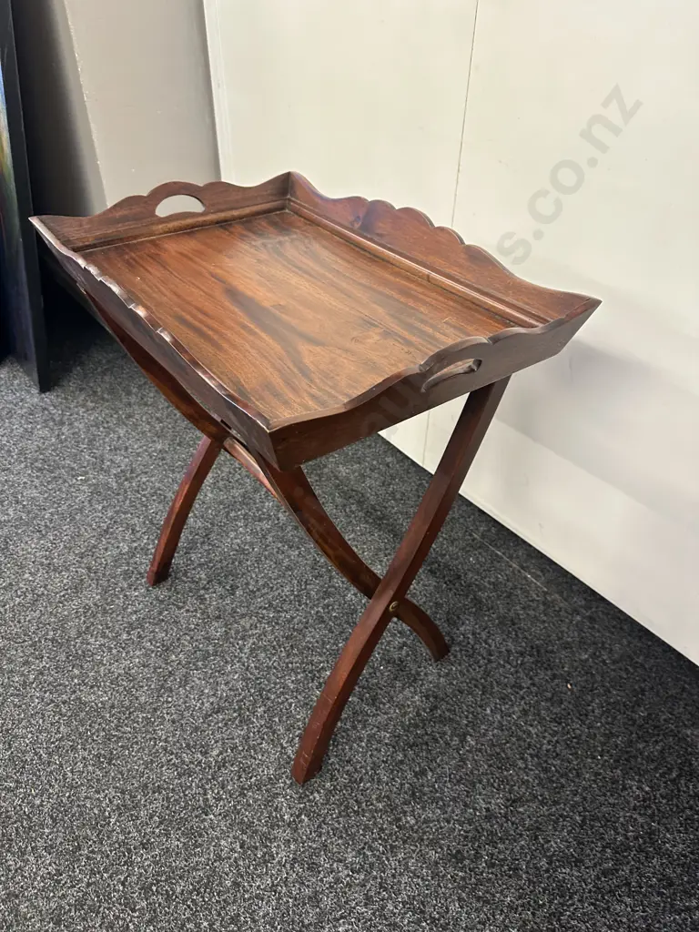 Mahogany Butlers Tray Table With Stand Image 1++