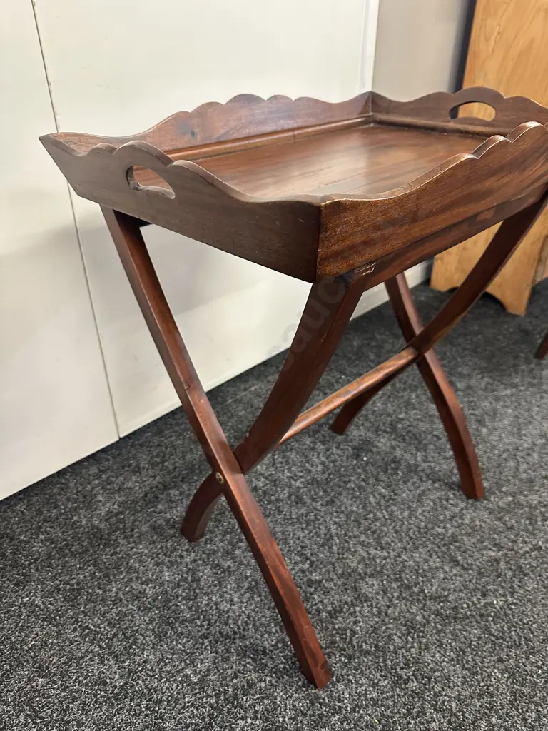 Mahogany Butlers Tray Table With Stand Image 1++