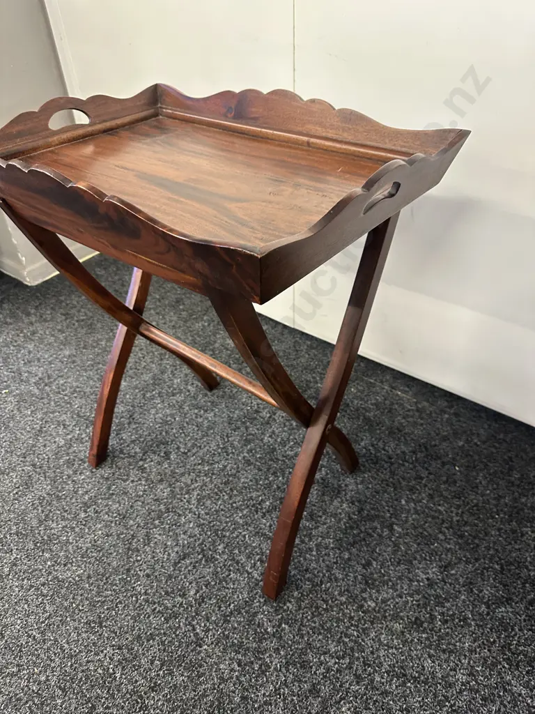 Mahogany Butlers Tray Table With Stand Image 1++