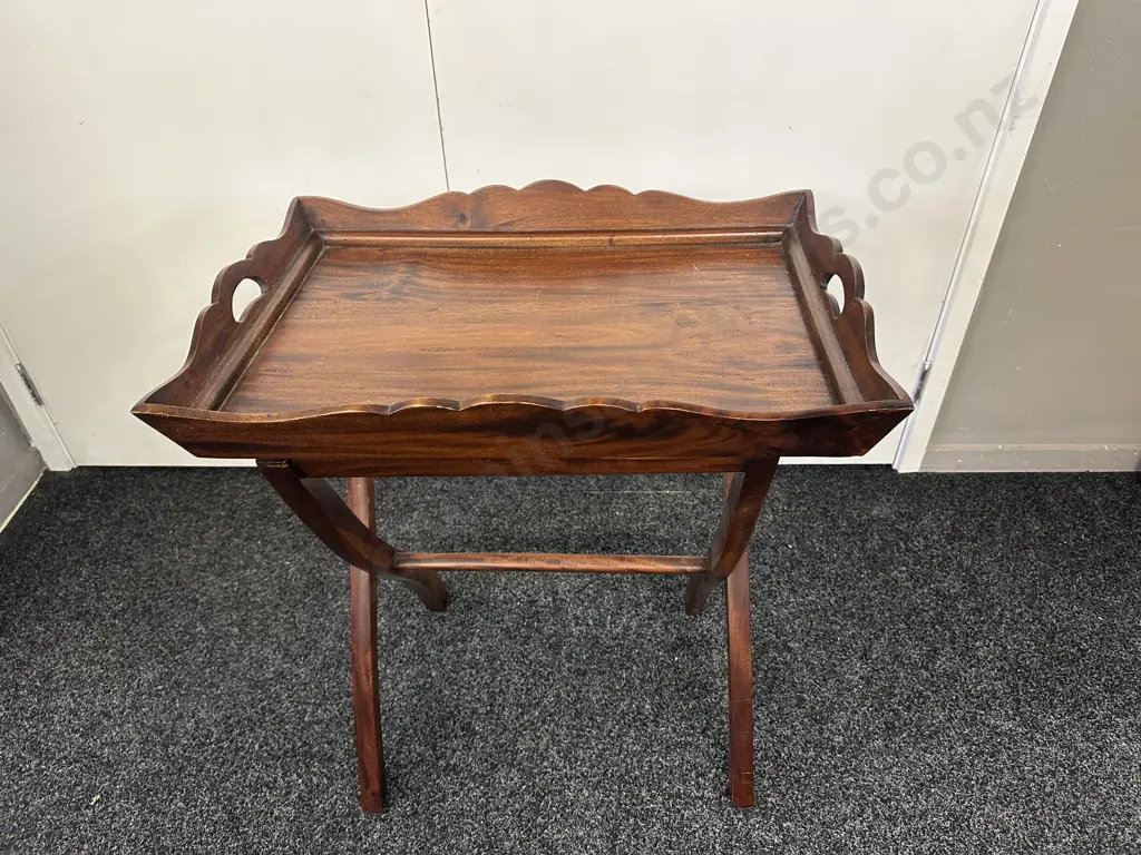 Mahogany Butlers Tray Table With Stand Image 1++