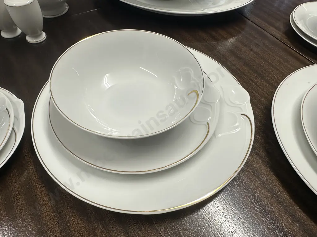 41 Piece Hutschenreuther Dinnerset Including Serving Dish, Lidded Vegetable Dish, Salt & Pepper Shakers & Sugar Bowl. Image 1++
