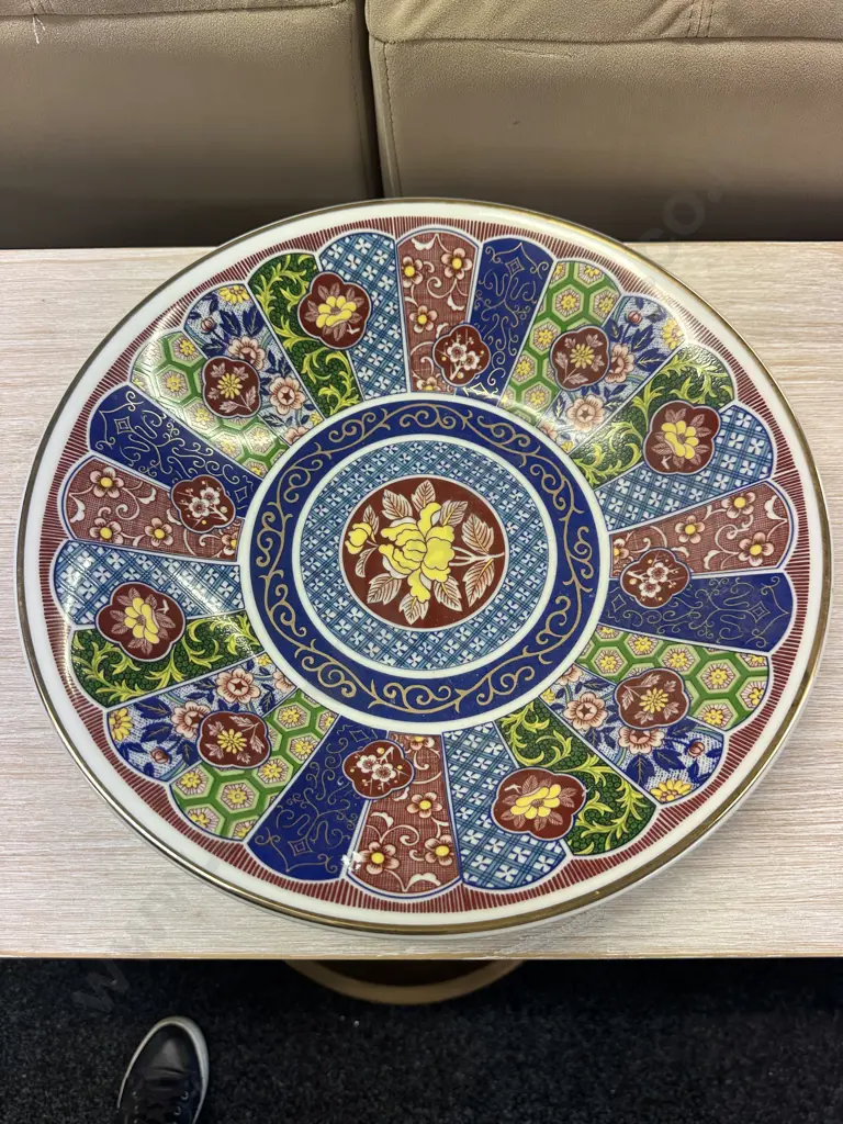 Vintage Japanese Imari Style Multi Coloured Large Bowl Dia36cm. Image 1++