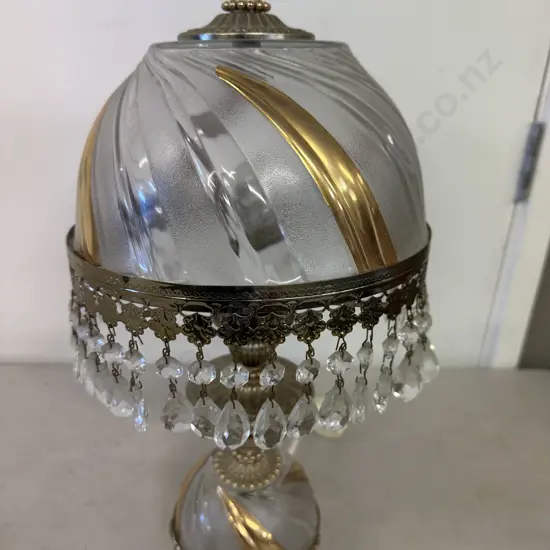 French Style Vintage Cut Glass Bedside Lamp With Prisms. H45cm