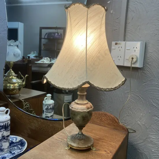 Vintage Italian Brass & Onyx Table Lamp. H50cm