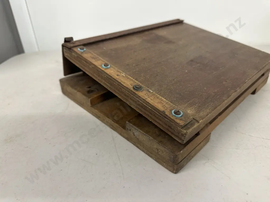 Antique Wooden Push Down Mechanism Photographic Guillotine Image 1++