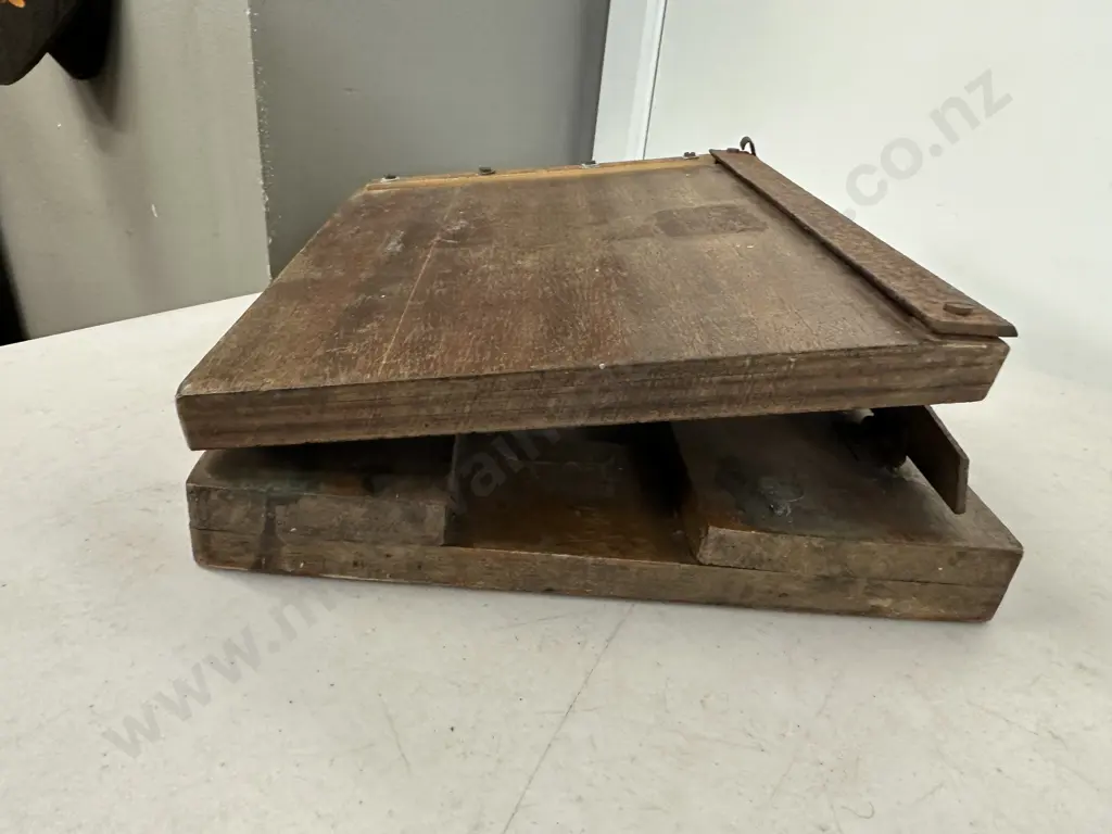 Antique Wooden Push Down Mechanism Photographic Guillotine Image 1++