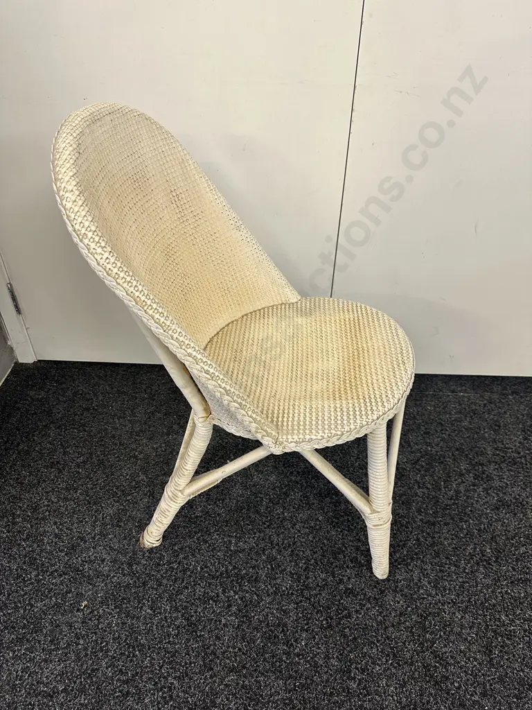 Antique Cream Painted Wicker Bedroom Chair Image 1++