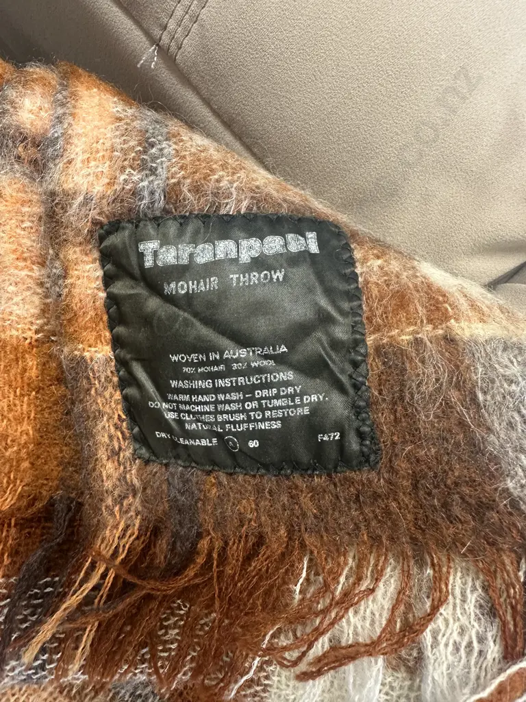 Taranpaul Mohair Throw Orange/Brown/Cream Tones Image 1++