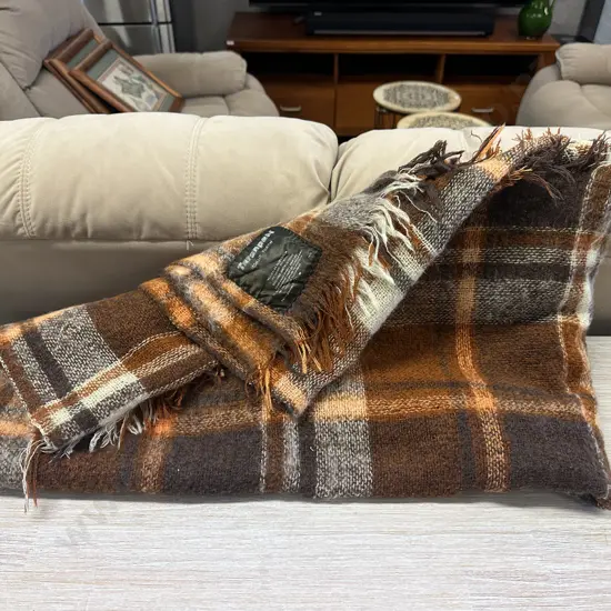 Taranpaul Mohair Throw Orange/Brown/Cream Tones