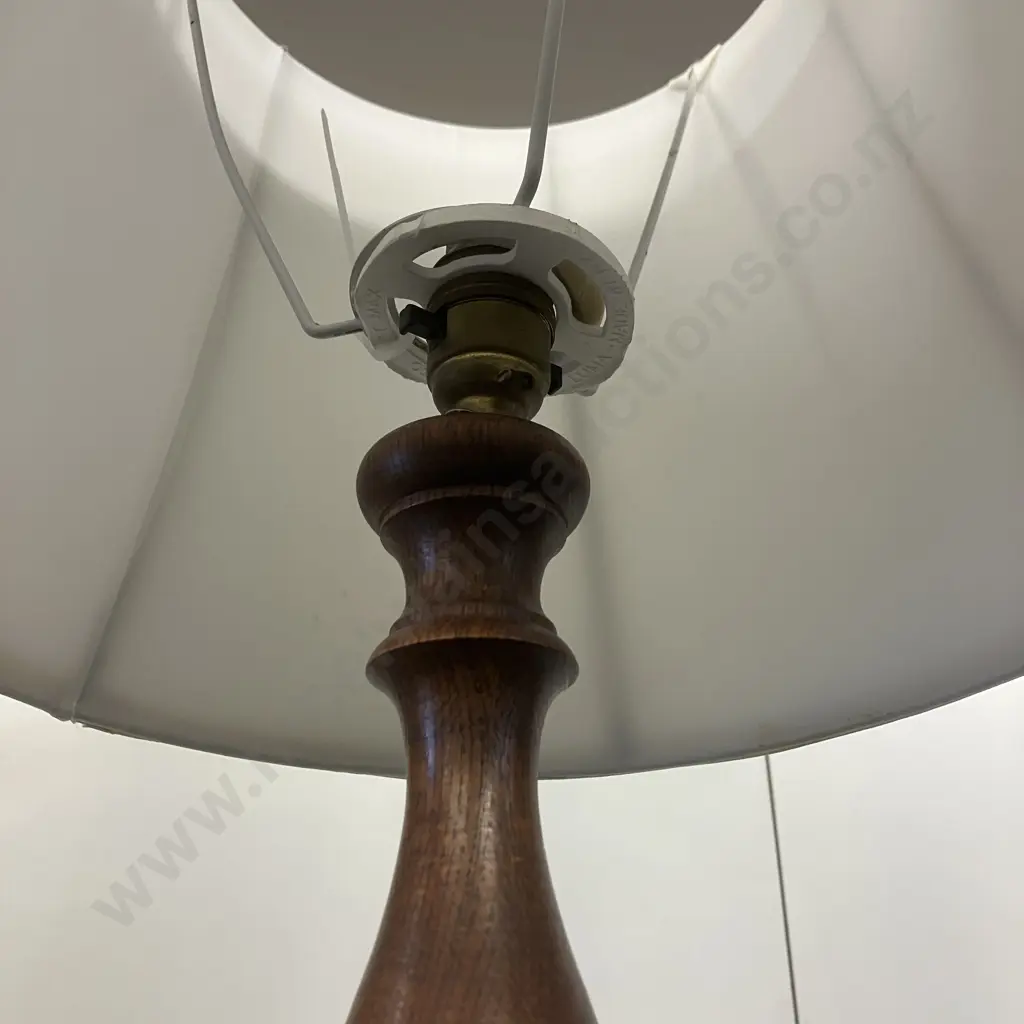 Oak Barley Twist Floor Lamp With White Shade. H177cm Image 1++