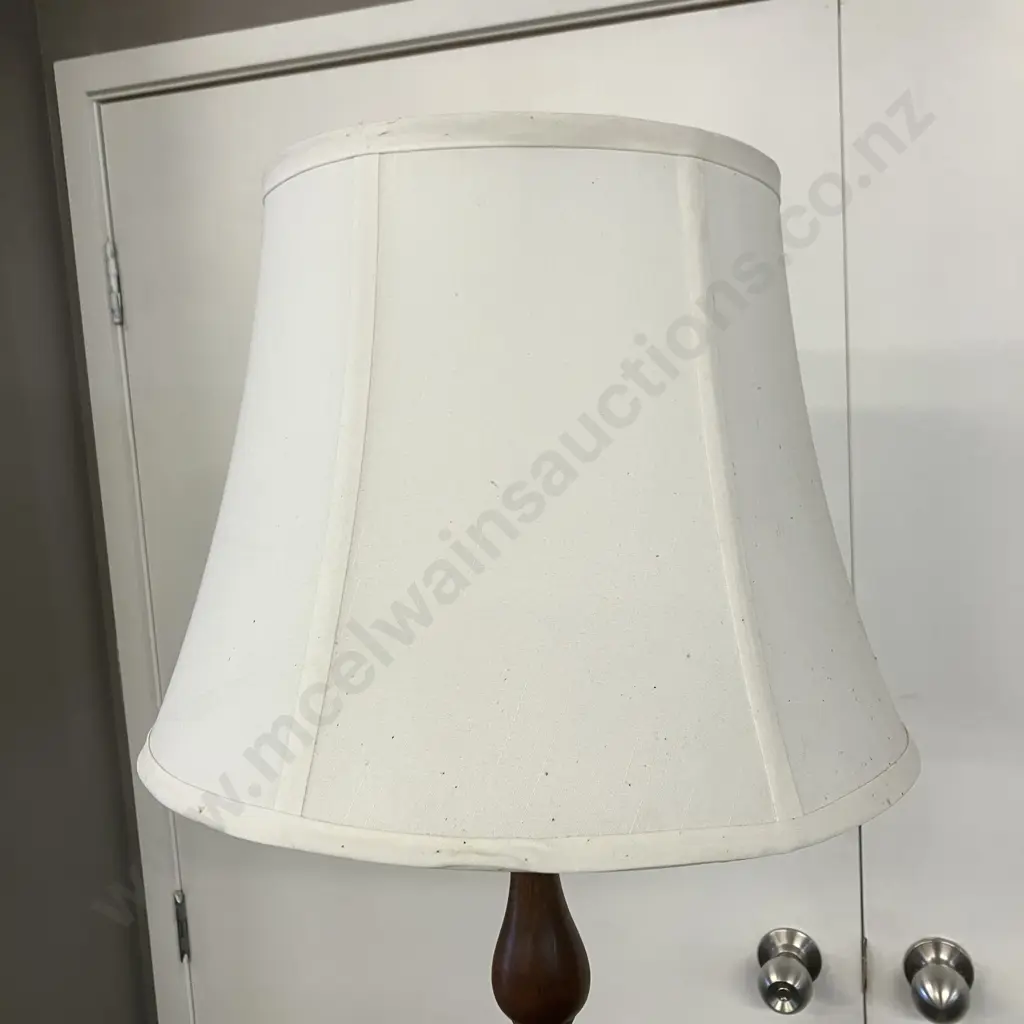 Oak Barley Twist Floor Lamp With White Shade. H177cm Image 1++