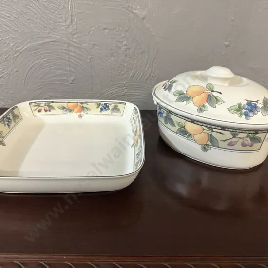 Mikasa Intaglio Garden Harvest Square Serving Dish & Oval Lidded Casserole Dish