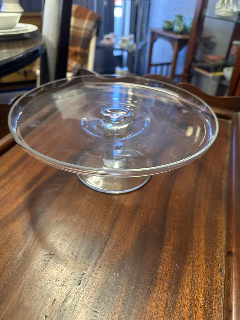 Tarnow Glass Cake Stand Made In Poland H10,Dia27cm. Image 1++