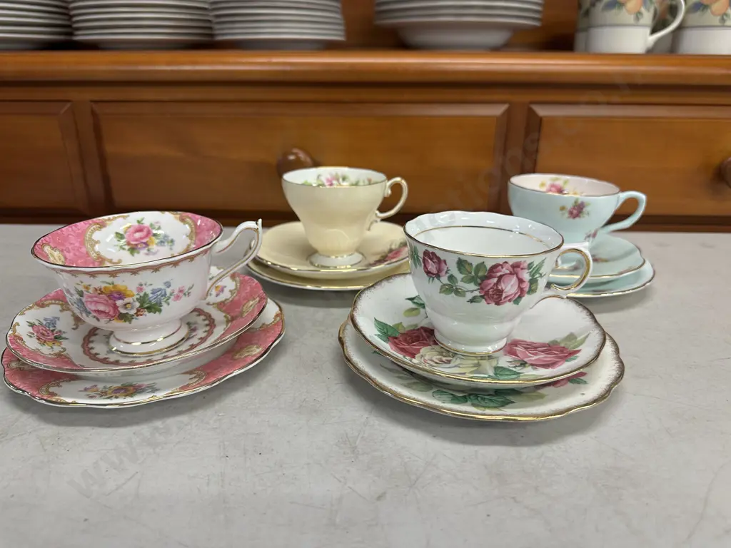 Assorted Vintage Trios x4 Including Royal Albert Etc Image 1++
