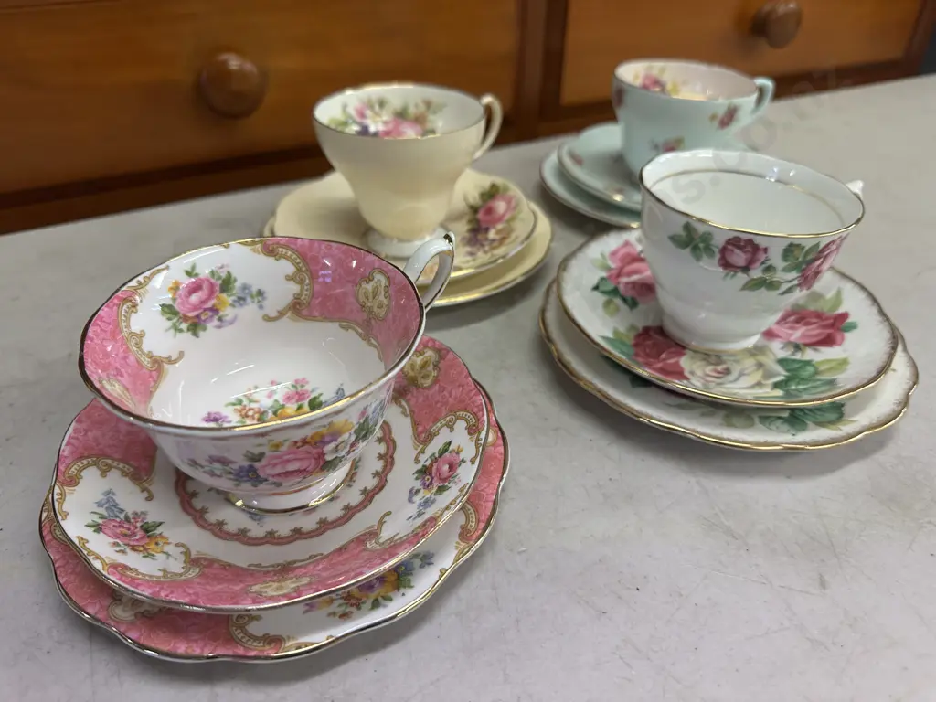 Assorted Vintage Trios x4 Including Royal Albert Etc Image 1++