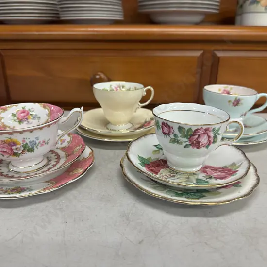 Assorted Vintage Trios x4 Including Royal Albert Etc