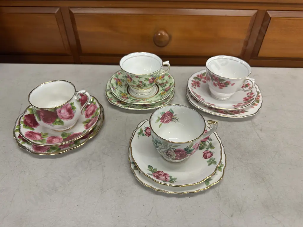 Assorted Vintage Trios x4 Including Royal Albert Etc Image 1++
