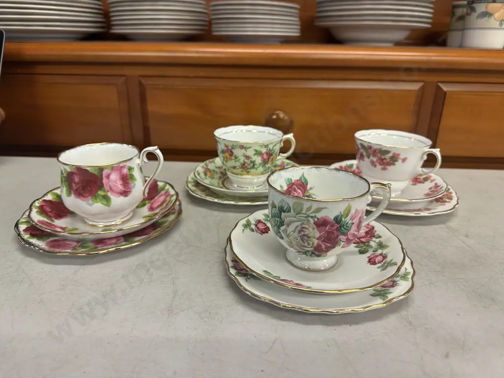 Assorted Vintage Trios x4 Including Royal Albert Etc Image 1++