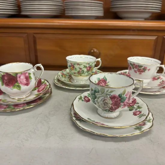 Assorted Vintage Trios x4 Including Royal Albert Etc