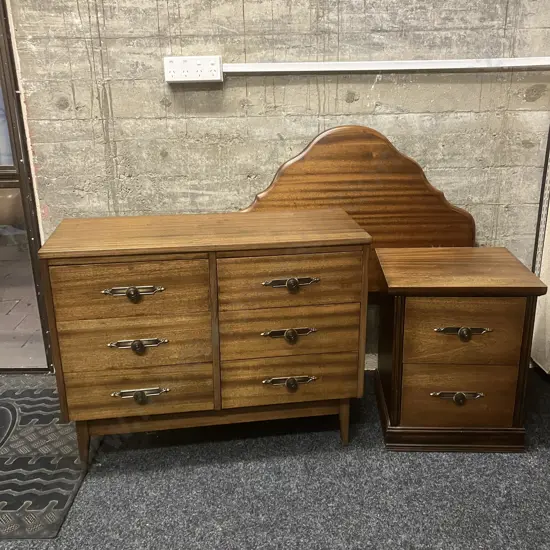 Mid Century M.Forster 3 Piece Bedroom Suite, Single Size Headboard