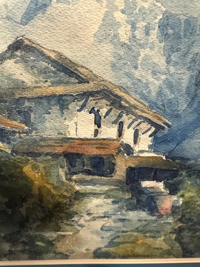 Framed Watercolour Signed. 118.5 x 65cm Image 1++